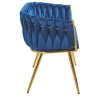 ELEGANCKA SOFA DO SALONU LUB GABINETU ROSE GRANATOWY VELVET ZŁOTE METALOWE NOGI - BOK